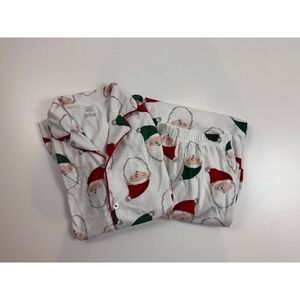 Carters Womens Pajama Set Santa Claus‎ Print Long Sleeve Top Pants Size 9